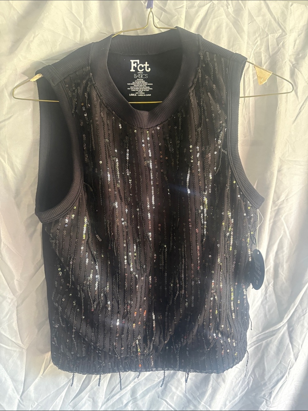 Fct Basics Black Sequin Sleeveless Tank